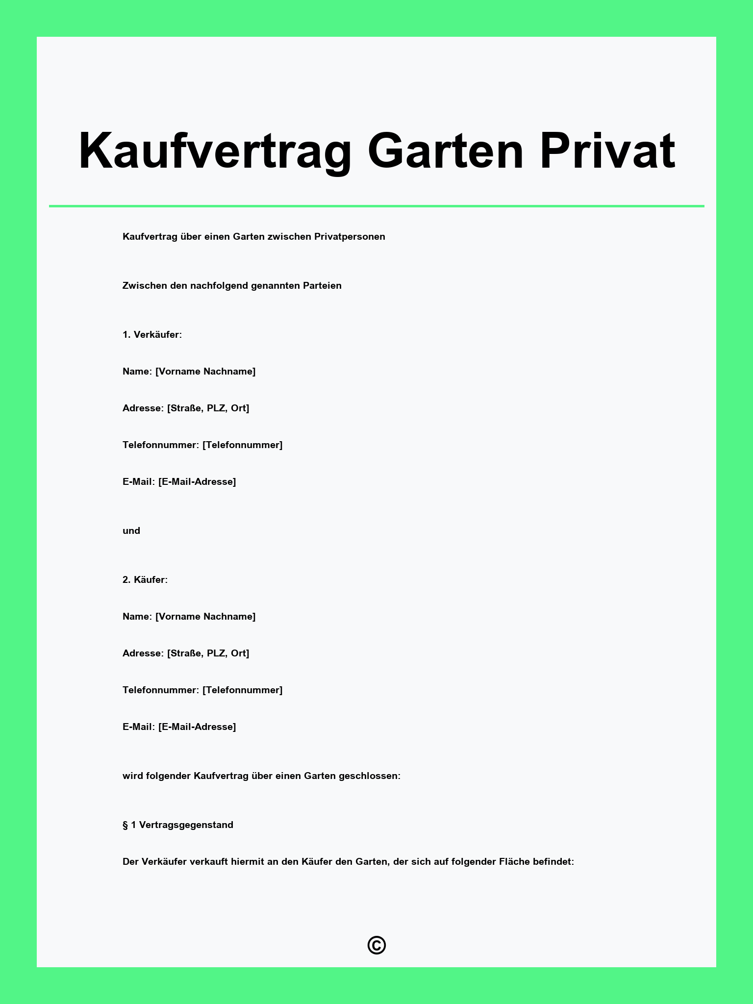 Kaufvertrag Garten Privat