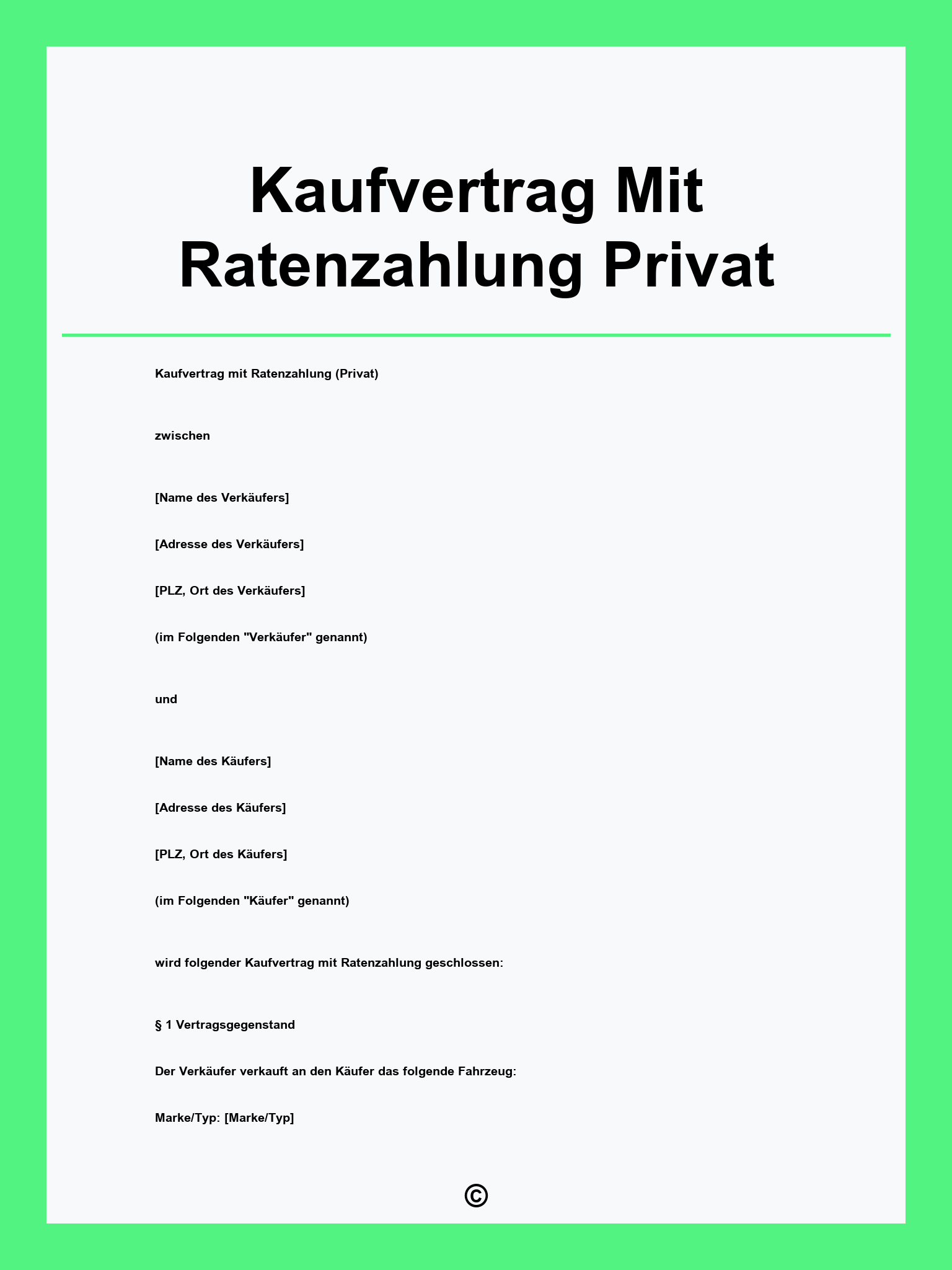 Kaufvertrag Mit Ratenzahlung Privat